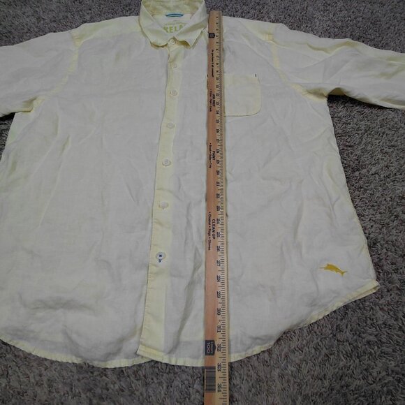 Tommy Bahama Relax Shirt Mens 2XL XXL Yellow 100% Linen Long Sleeve Pocket - Picture 5 of 5